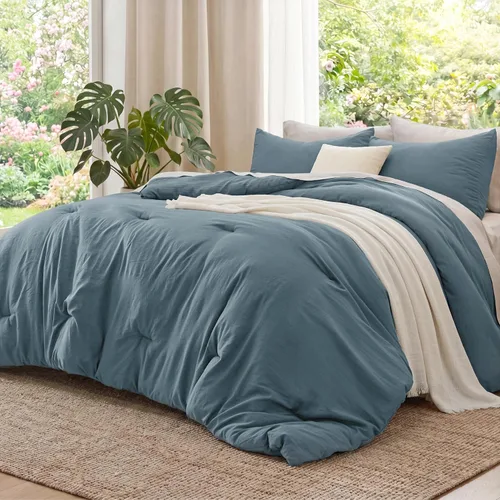 Vista 9 de Bedsure Juego edredón suave prelavado individual/individual XL, 365 días, cálido relleno alternativo GentleSoft™, 1 edredón ligero:68x88 pulgadas