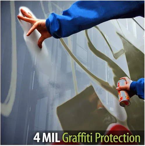 Vista 7 de BDF AG4M - Película protectora de grafiti para ventana, 4 mil, transparente (12 pulgadas x 14 pies) Exterior Installation, Glass Surface