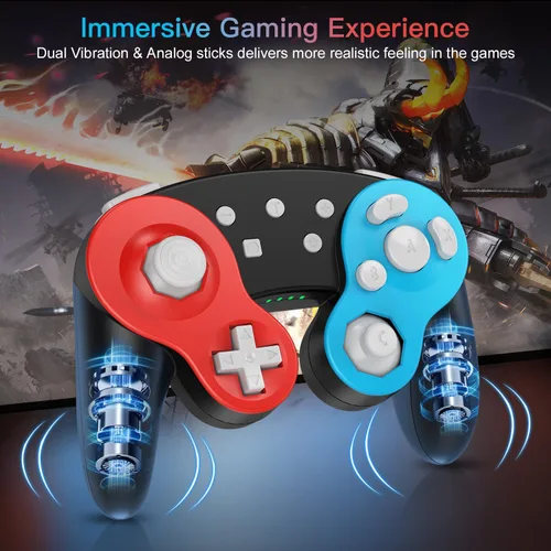 Vista 4 de FASIGO Controlador de interruptor inalámbrico para Nintendo SwitchLiteOLED, controlador Switch Pro con doble vibracióncontrol de movimientofunción