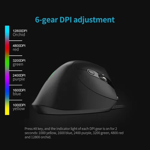 Vista 6 de zelotes Ratón ergonómico de computadora USB con cable vertical programable, con memoria integrada para juegos de oficina, versión 2022