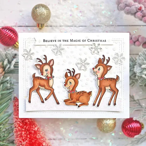 Vista 3 de Juego de sellos y troqueles transparentes de ciervo de Navidad para hacer tarjetas, plantillas cortadas para álbumes de recortes, álbum de fotos