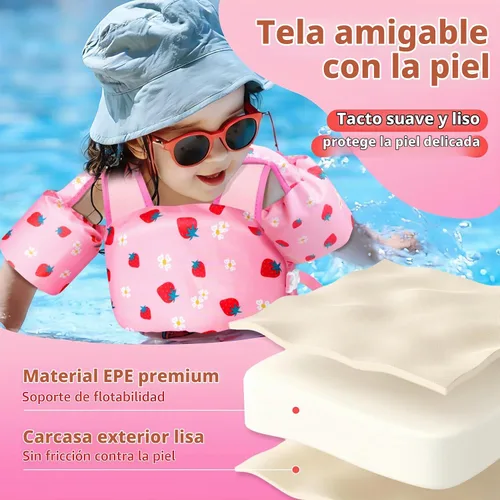 Vista 4 de Vvinca Puddle Kid Jumper for 20-60 Lbs, Toddler Pool Floaties for Kids 2-4 01-fresa