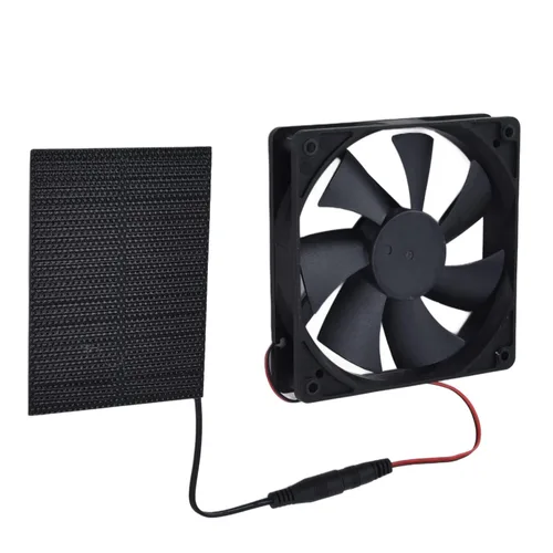 Vista 3 de Kit de ventilador de panel solar de 100 W, ventilador de escape doble de 12 V, kit de ventilador solar para casa de perro, invernadero, RV