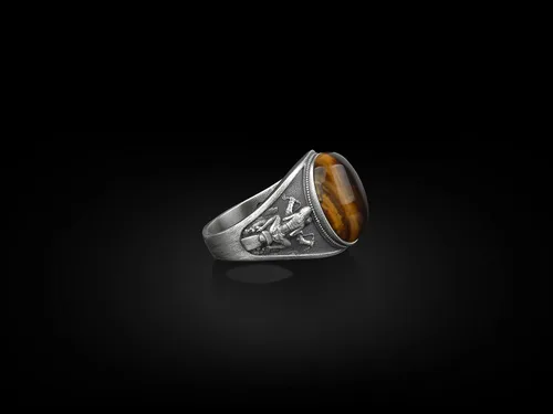 Vista 4 de BySilverStone Jewelry Anillo de sello ovalado con piedras preciosas de ónix negro para motociclista y pollo, anillos de plata de ley para hombre