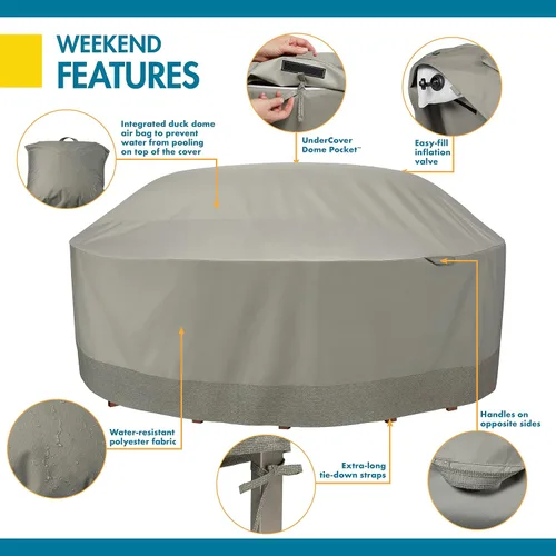 Vista 12 de DUCKCOVERS - Funda para mesa redonda y silla de fin de semana resistente al agua con cúpula de pato integrada, 106 x 32 pulgadas, Moon Rock, fundas