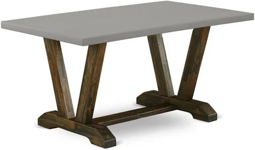 Vista 35 de East West Furniture VT026 Mesa de comedor estilo V – una mesa de cocina rectangular con patas elegantes, 36 x 60 pulgadas, multicolor