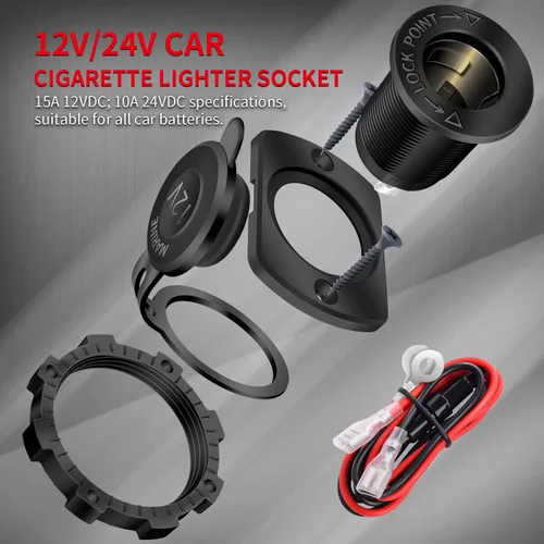 Vista 2 de DaierTek Enchufe de encendedor de cigarrillos de automóvil de 12 V hembra de 12 voltios de repuesto con LED azul impermeable para barco, scooter