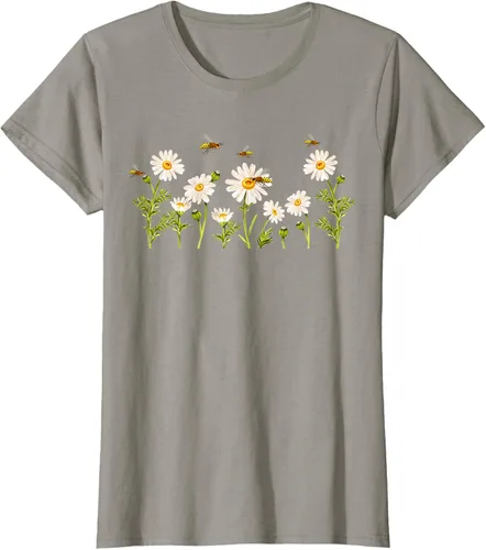 Vista 51 de Marguerites Daisy - Camiseta de verano con margaritas de jardín de flores, Negro, S