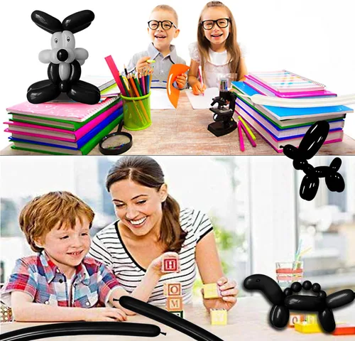 Vista 5 de LXZFCRG 260 Globos Negros Largos para Animales de Globo, 100pcs Globos para Torcer para Guirnalda de Globos Animales Modelado Cumpleaños Boda Fiesta