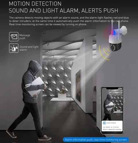 Vista 6 de EVERSECU Tuya Smart WiFi 5MP 20X Zoom óptico de seguimiento automático PTZ cámara de seguridad PTZ para exteriores, panorámica/inclinación/zoom