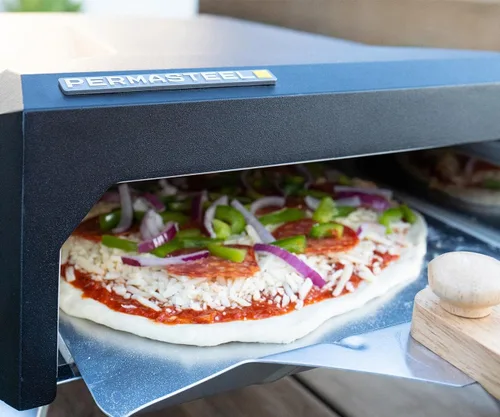 Vista 4 de Permasteel Horno de pizza de gas de 12 pulgadas con tapa, horno de pizza para exteriores, horno de pizza de gas portátil para exteriores
