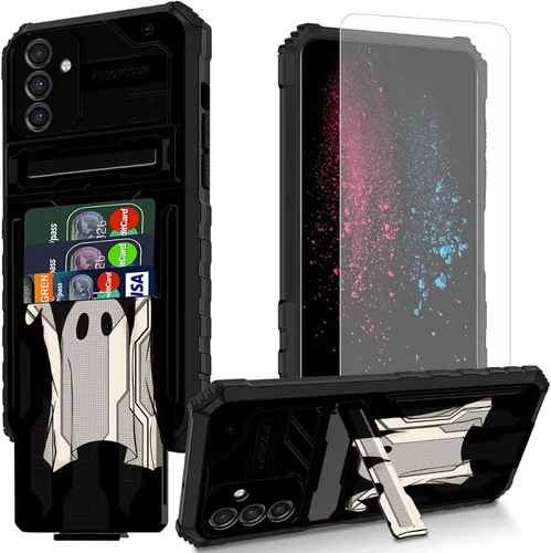 Vista 9 de Funda para teléfono Samsung Galaxy A54 con protector de pantalla, funda con ranura para tarjetas desmontable incorporada, con función atril, a