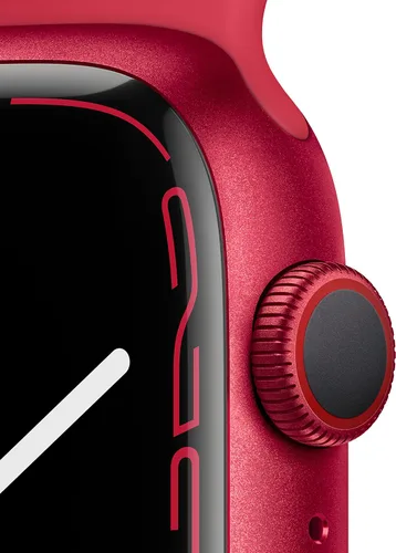 Vista 2 de Apple Reloj - Serie 7 (GPS + celular, 1.77 pulgadas), caja de aluminio roja con correa deportiva roja (renovada)
