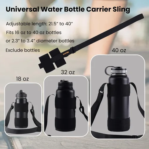 Vista 4 de Soporte universal para botella de agua con correa ajustable para el hombro para caminar en corto senderismo, soporte para botella de agua