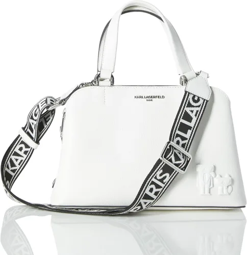 Vista 9 de KARL LAGERFELD Paris Women's Maybelle Solid Satchel Blanco invierno