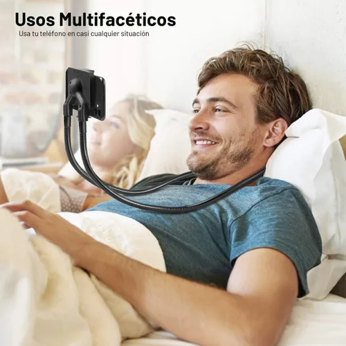 Vista 5 de b-land teléfono celular titular con selfie – Anillo de luz para Live Stream, flexible teléfono celular clip soporte Lazy Bracket Luz LED Lámpara