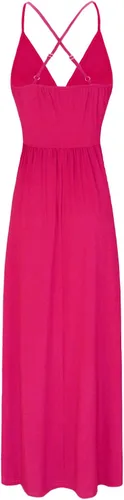 Vista 5 de II ININ - Vestido informal para mujer, veraniego, con cuello en V profundo, estampado floral o unicolor, vestido largo con abertura, para fiesta