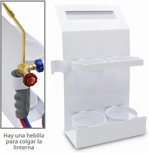 Vista 2 de Kit de antorcha de oxígeno MAPP con medidor de presión con soporte de tanque, gafas y encendedor de chispa de pedernal