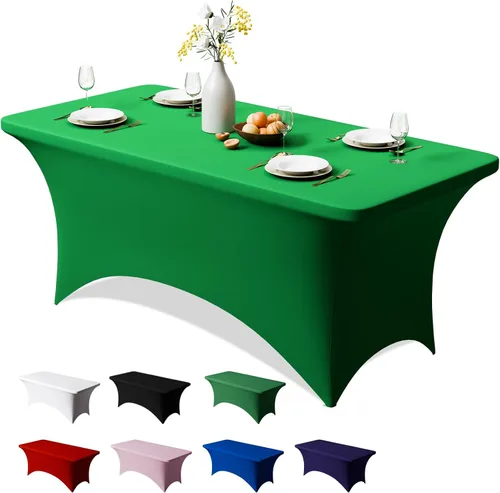 Vista 24 de Trlyc Paquete de 1 mantel rectangular de elastano de 4 pies – 48 x 30 pulgadas, resistente a las arrugas, para bodas, fiestas, banquetes, picnic