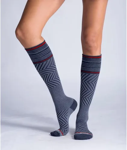 Vista 3 de ja vie Calcetines de compresión graduados de 76% lana merino para mujeres y hombres (15-20 mmHg), 2 Pares: 1 Negro Puro+1 Denim, S