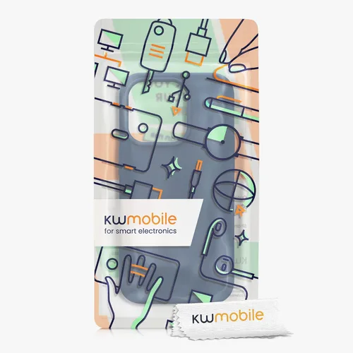 Vista 7 de kwmobile Funda de silicona TPU compatible con Apple iPhone 14 Pro, funda magnética, compatible con MagSafe, color azul marino