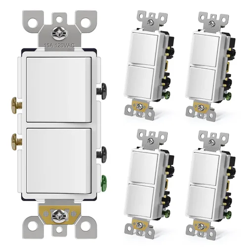 Vista 13 de CML Interruptor de Luz Decorativo de Doble Balancín, Interruptor de Pared de Paleta de Polo Simple Dual, Interruptor Eléctrico de Encendido/Apagado
