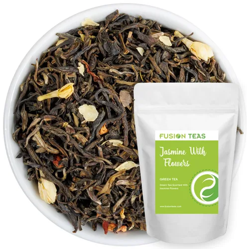 Vista 9 de Té verde de nuez verde con piña, coco, almendras y arce - Té de sencha gourmet de hojas sueltas - Bolsa de 4 onzas