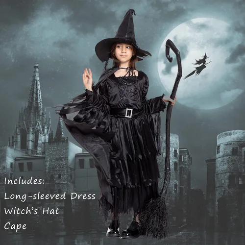Vista 2 de Fairytale Witch Costume for Girls Halloween Costumes Kids Toddler Role Play Dress Up