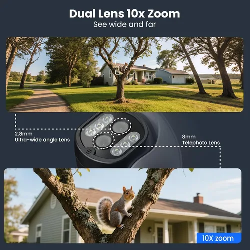 Vista 3 de XMARTO 10X Zoom Mesh WiFi6 PTZ Sistema de cámara de seguridad de seguimiento AI, paquete de lente dual de 8 cámaras 2K, NVR expandible de 10 canales