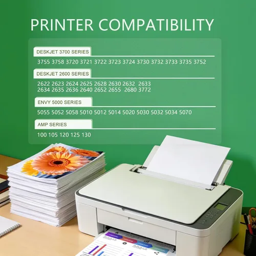 Vista 2 de 65XL 65 Cartucho de tinta negra compatible para tinta HP 65 para cartucho de tinta negra HP65 XL 65XL Funciona con Envy 5010 5052 5055 Deskjet 2622