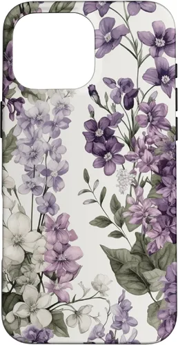 Vista 19 de White Violet Purple Lavender Lilac Floral Funda de flores botánicas para iPhone 17