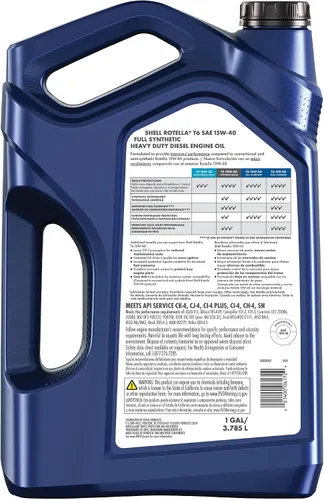 Vista 2 de Shell Rotella T6 - Aceite de motor diésel totalmente sintético 15W-40 (1 galón, paquete individual)