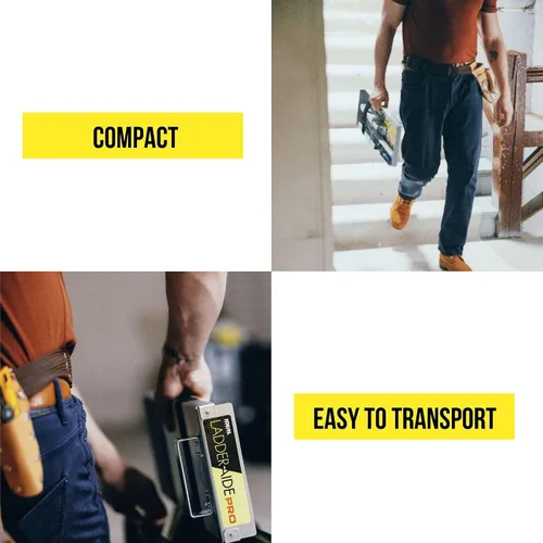 Vista 14 de Ideal Security Escalera plegable PRO: Se adapta a escalones de 4.921" a 7.875" de alto, extensor de escalera, accesorios, estabilizador, nivelador
