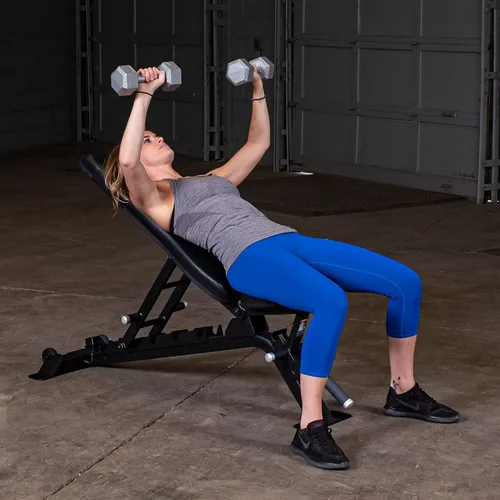 Vista 5 de Body-Solid Pro Clubline (SFID325B) Banco ajustable para racks de potencia y rizos de mancuernas, gimnasio doméstico y comercial