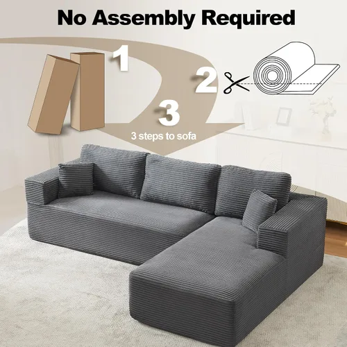 Vista 4 de Sofá modular Cloud de 106 pulgadas con diván en forma de L, moderno sofá modular sin hueso con asiento profundo, sofás tapizados para sala de estar