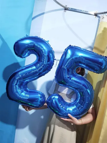 Vista 6 de Globos azules del número 0 de 32 pulgadas, globos de aluminio digitales para decoración de fiesta de cumpleaños (globo azul número 0)