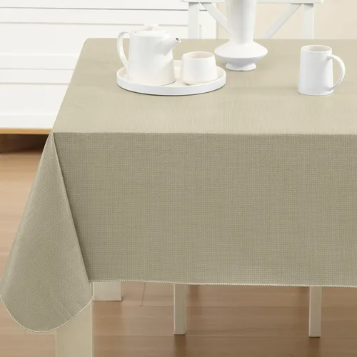 Vista 14 de Newbridge Basketweave - Mantel con parte trasera de franela de vinilo de color sólido, aspecto texturizado de tejido de cesta, mantel impermeable