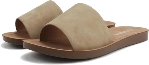 Vista 5 de Soda Efron-S - Sandalias básicas par mujer, sandalias informales de puntera abierta y planas, fáciles de poner, para playa