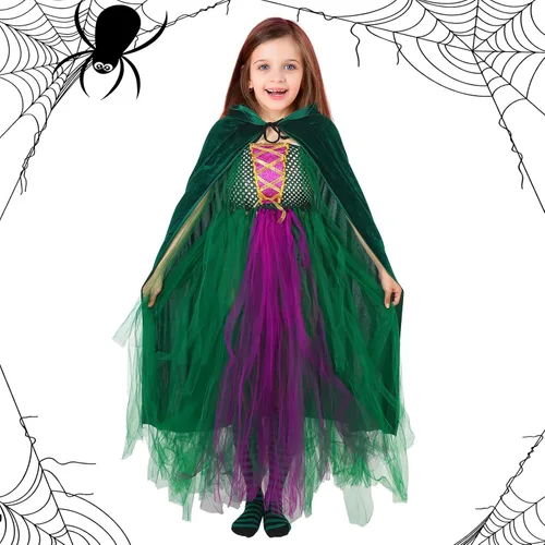 Vista 7 de Hercicy Juego de 5 piezas de disfraz de bruja de Halloween, calcetines a rayas para festival, bolsa de truco o trato de calabaza para niños y niñas