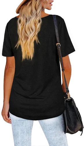 Vista 7 de Blusas Manga Corta para mujer, camisetas lisas con cuello Redondo Camiseta Moda Verano 2023, ropa Playa holgada para mujer