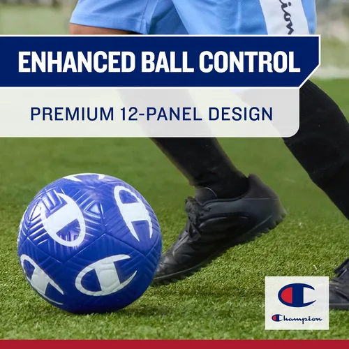 Vista 5 de Champion Playmaker Logo Deflated Soccer Ball with Pump, Size 5 Soccer Ball, Durable Panels for Kids, Youth & Adults, Indoor/Outdoor Training Ball