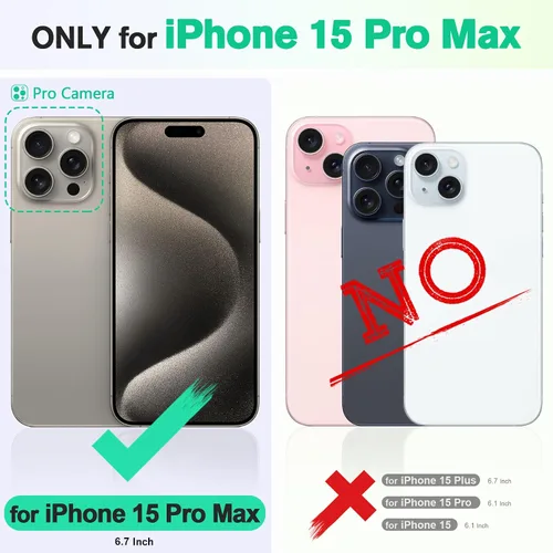 Vista 2 de Funda tipo billetera TUCCH para iPhone 15 Pro Max, con bloqueo RFID, con soporte para 4 tarjetas, a prueba de golpes, con interior de TPU, con funda