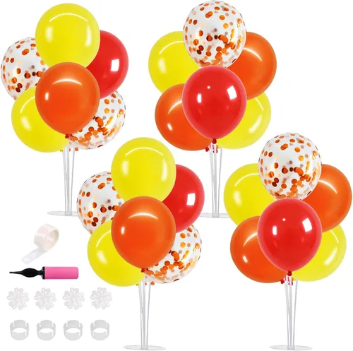 Vista 11 de TONIFUL Juego de 4 centros de mesa de globos de color negro, azul y Negro Azul Plata