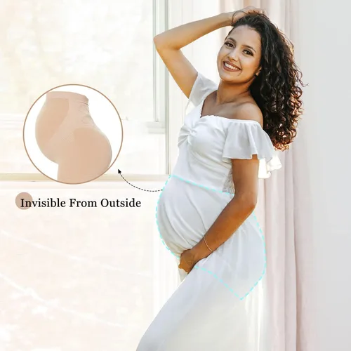 Vista 5 de Ropa interior de maternidad sin costuras para mujer, con cintura alta, para apoyo al vientre