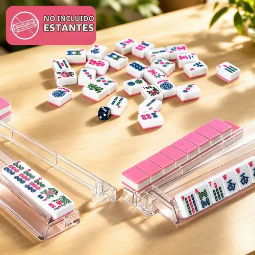 Vista 2 de Azulejos Mahjong americanos de 1.2 pulgadas, 166 azulejos blancos Rosa