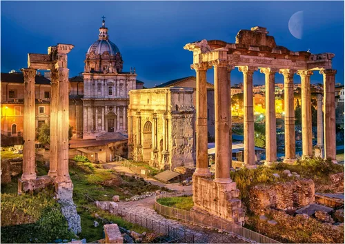 Vista 2 de Educa - Patrimonio de la Humanidad - Foro Romano Rompecabezas de 2000 piezas - Pegamento para rompecabezas incluido - La imagen completa mide