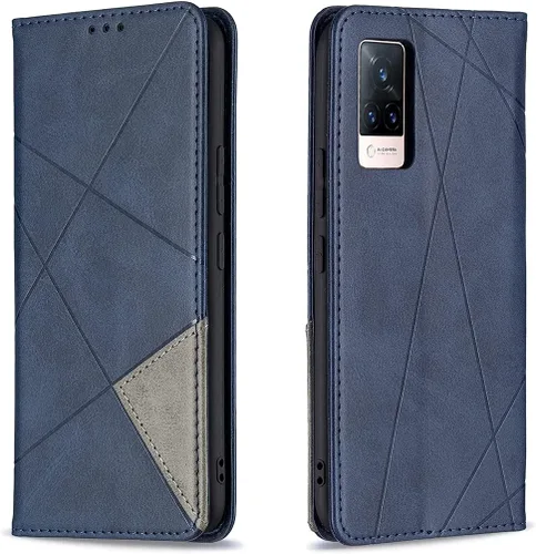Vista 22 de Funda con tapa para Vivo Y11, Y15, Y12 e Y17, diseño de rombos de piel sintética, con función atril, cierre magnético, para Vivo Y11/Y15/Y12/Y17