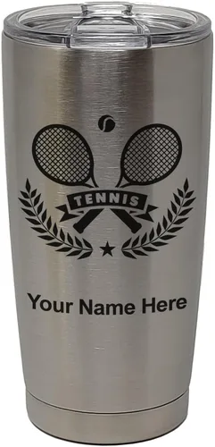 Vista 32 de LaserGram Personalized 20oz Tumbler, Tennis Rackets (Black) Engraved Gift for Tennis Players, Vacuum Insulated Stainless Steel, Laser Engraved