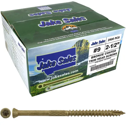 Vista 15 de Jake Sales Tornillo de madera multiusos con revestimiento de bronce de 1-5/8 pulgadas, cabeza torx/Star Drive Trim Head