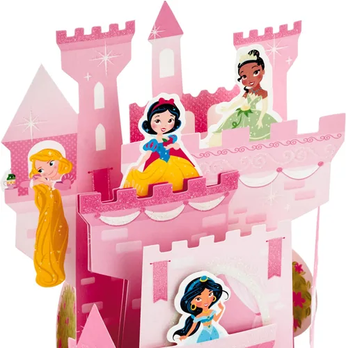 Vista 5 de Hallmark Paper Wonder - Tarjeta de cumpleaños desplegable de princesa de Disney para niños (castillo)